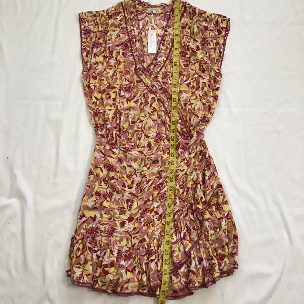 Poupette St Barth Women Elegant Mini Dress S Pink Yellow Floral - Picture 13 of 14